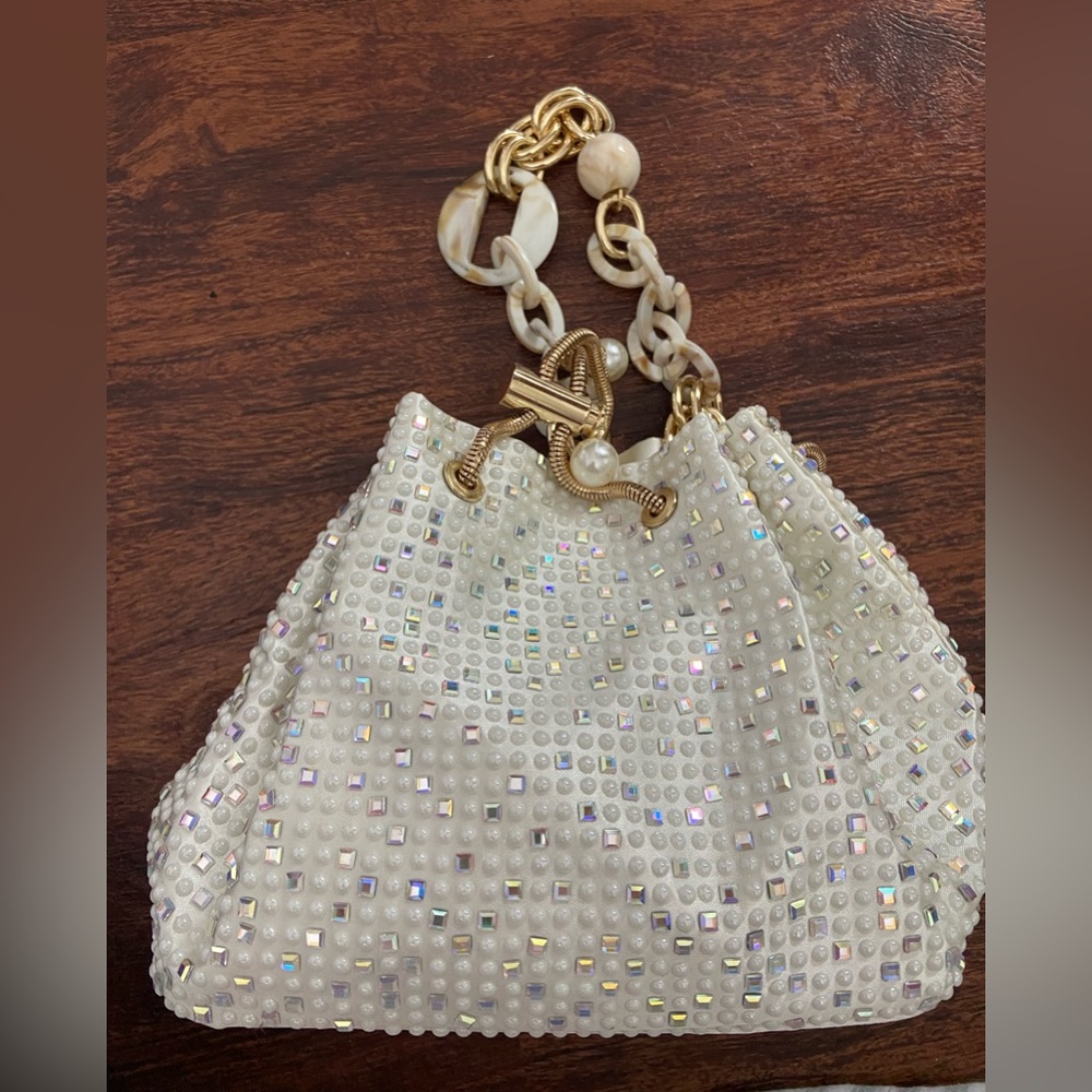 White shimmering evening bag